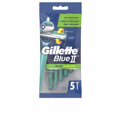 Disposable Razor Gillette Blue II Plus Slalom 5 Units - Top Dog Cosmetics