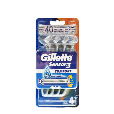 Manual shaving razor Gillette Sensor 3 Confort (4 Units) - Top Dog Cosmetics